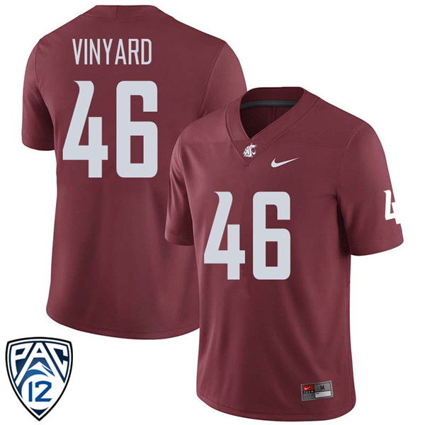 Men #46 Mason Vinyard Washington State Cougars College Football Jerseys Sale-Crimson